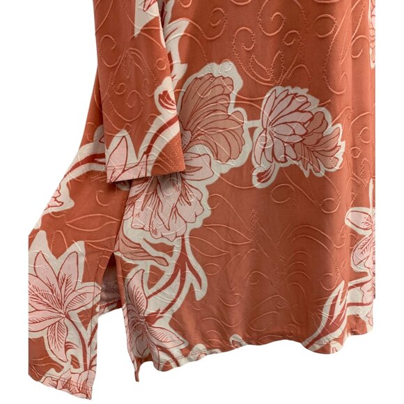 JM Collection Women Extra Large XL Jacquard Knit Top Floral Blouse 3/4 Boat New - Picture 4 of 10